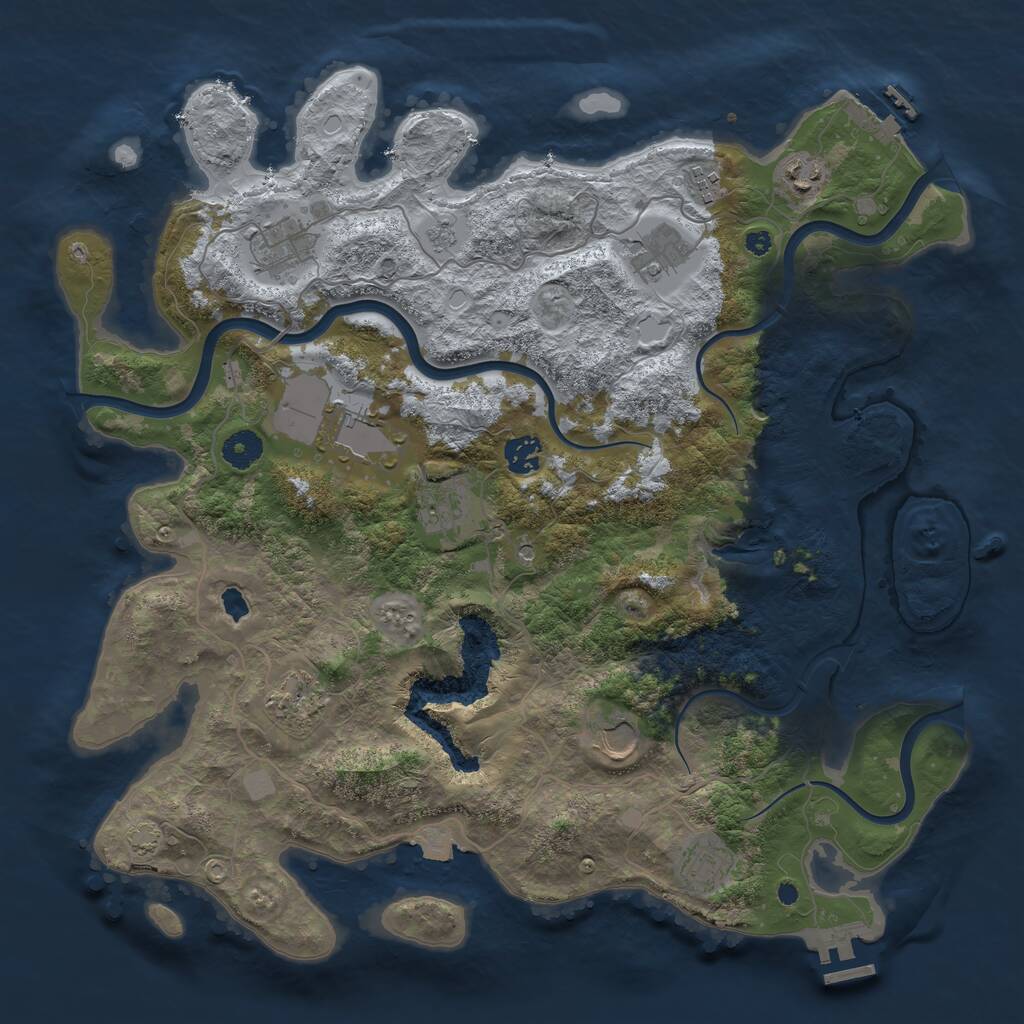 Rust Map: Procedural Map, Size: 4000, Seed: 557243767, 16 Monuments