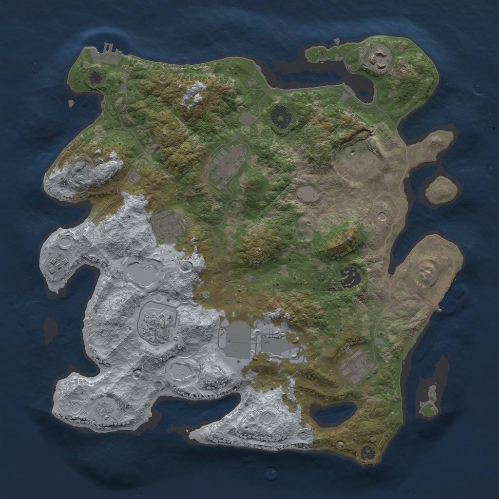 Rust Map: Procedural Map, Size: 3500, Seed: 55436356, 18 Monuments