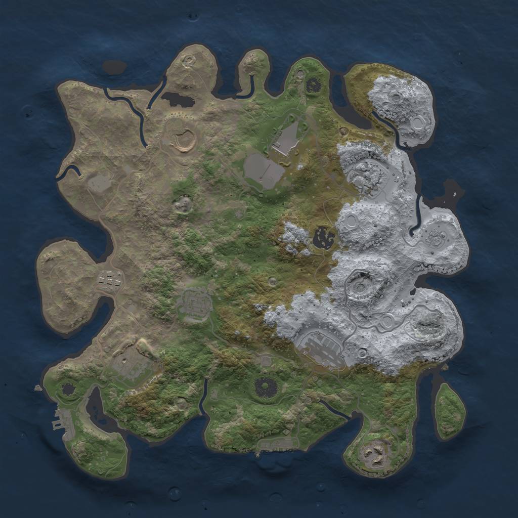 Rust Map: Procedural Map, Size: 3500, Seed: 81190309, 18 Monuments