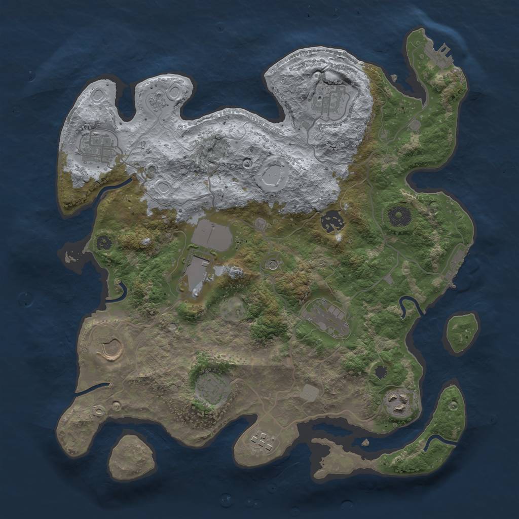 Rust Map: Procedural Map, Size: 3500, Seed: 31063070, 18 Monuments