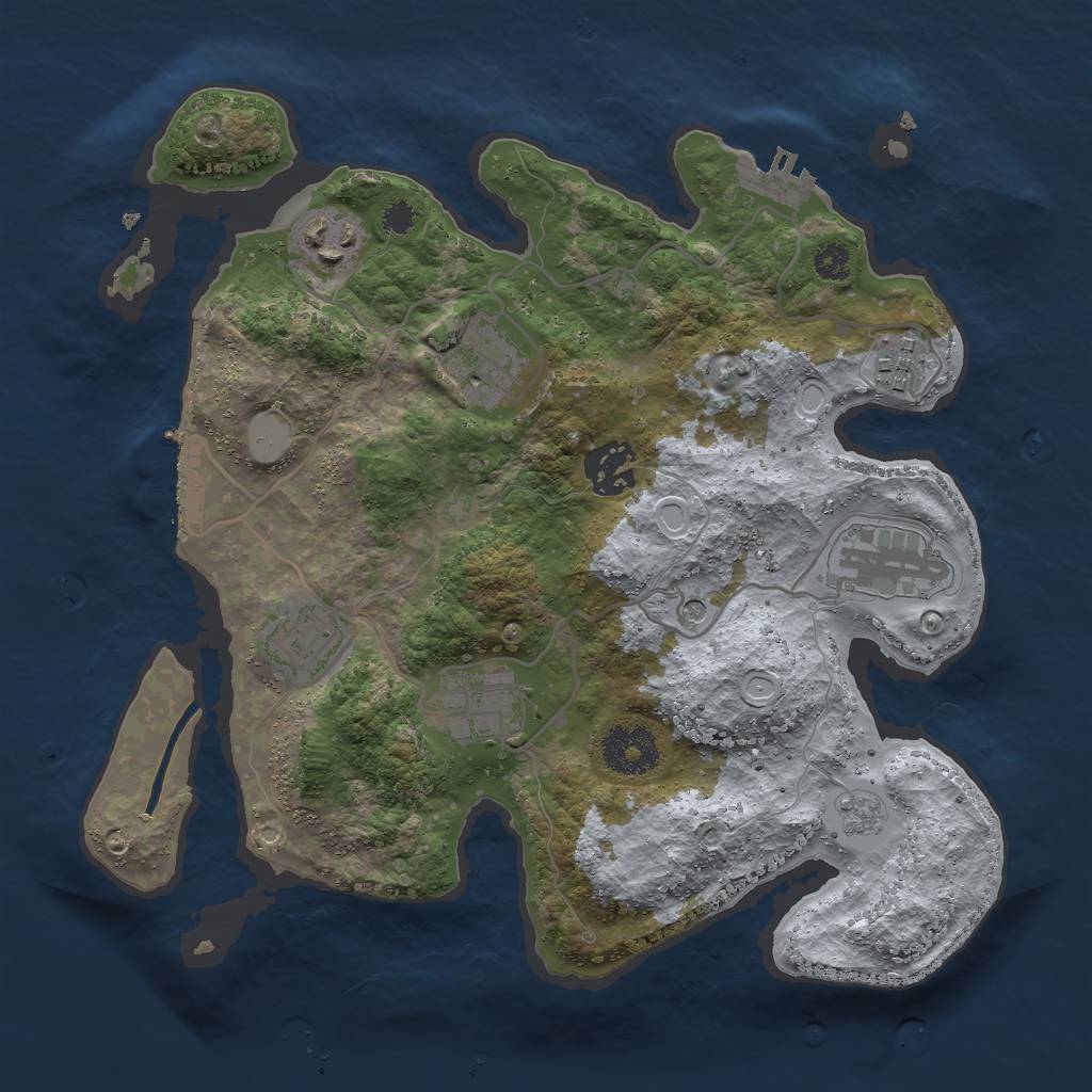 Rust Map: Procedural Map, Size: 3000, Seed: 2068430854, 16 Monuments