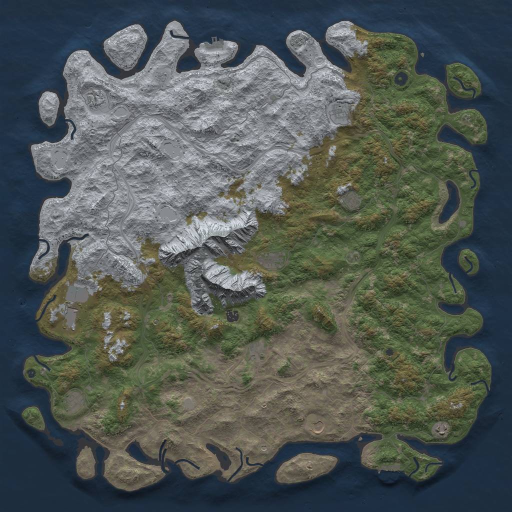 Rust Map: Procedural Map, Size: 6000, Seed: 325146157, 20 Monuments