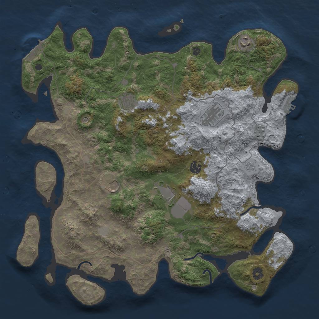 Rust Map: Procedural Map, Size: 4000, Seed: 1922013705, 16 Monuments