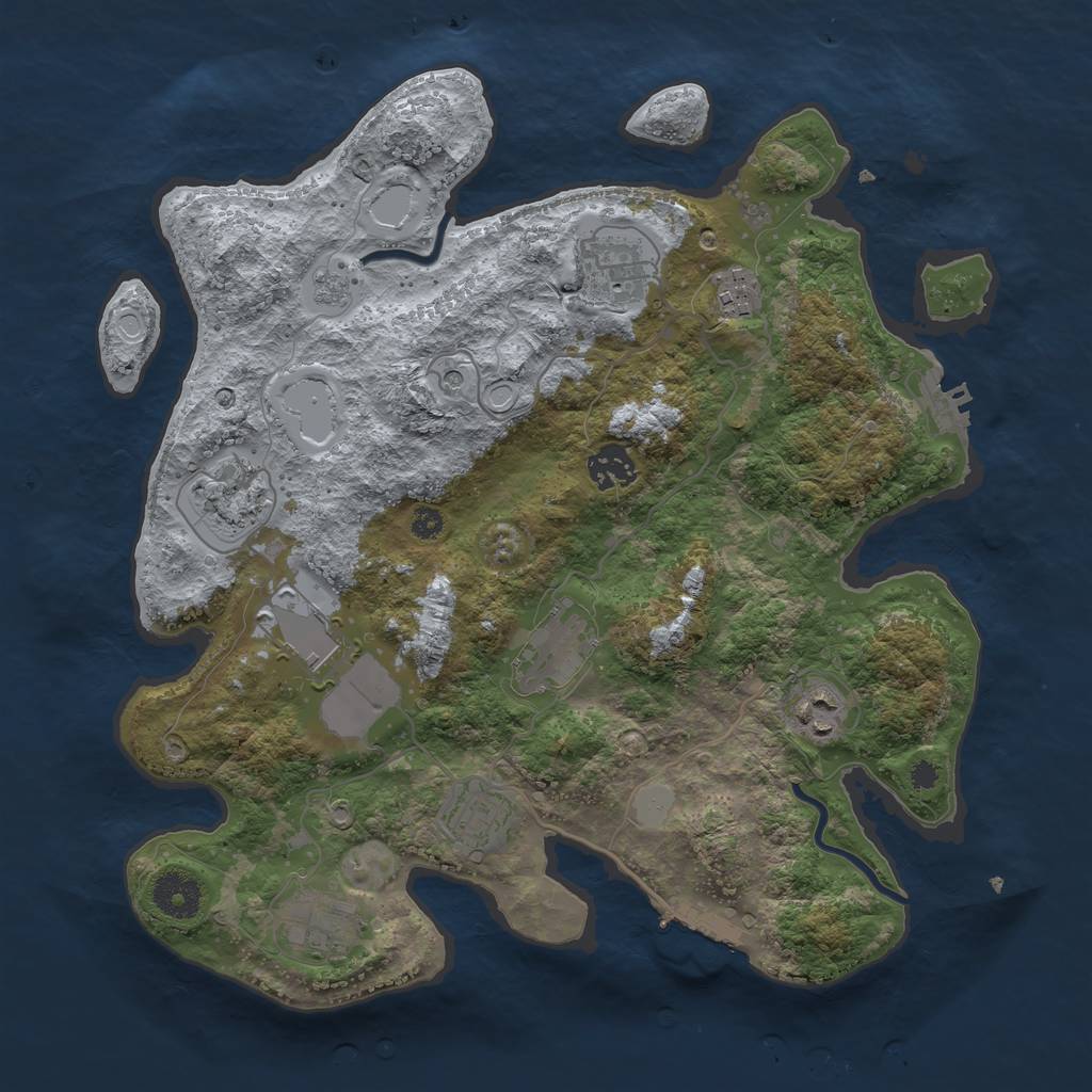 Rust Map: Procedural Map, Size: 3500, Seed: 43981640, 18 Monuments