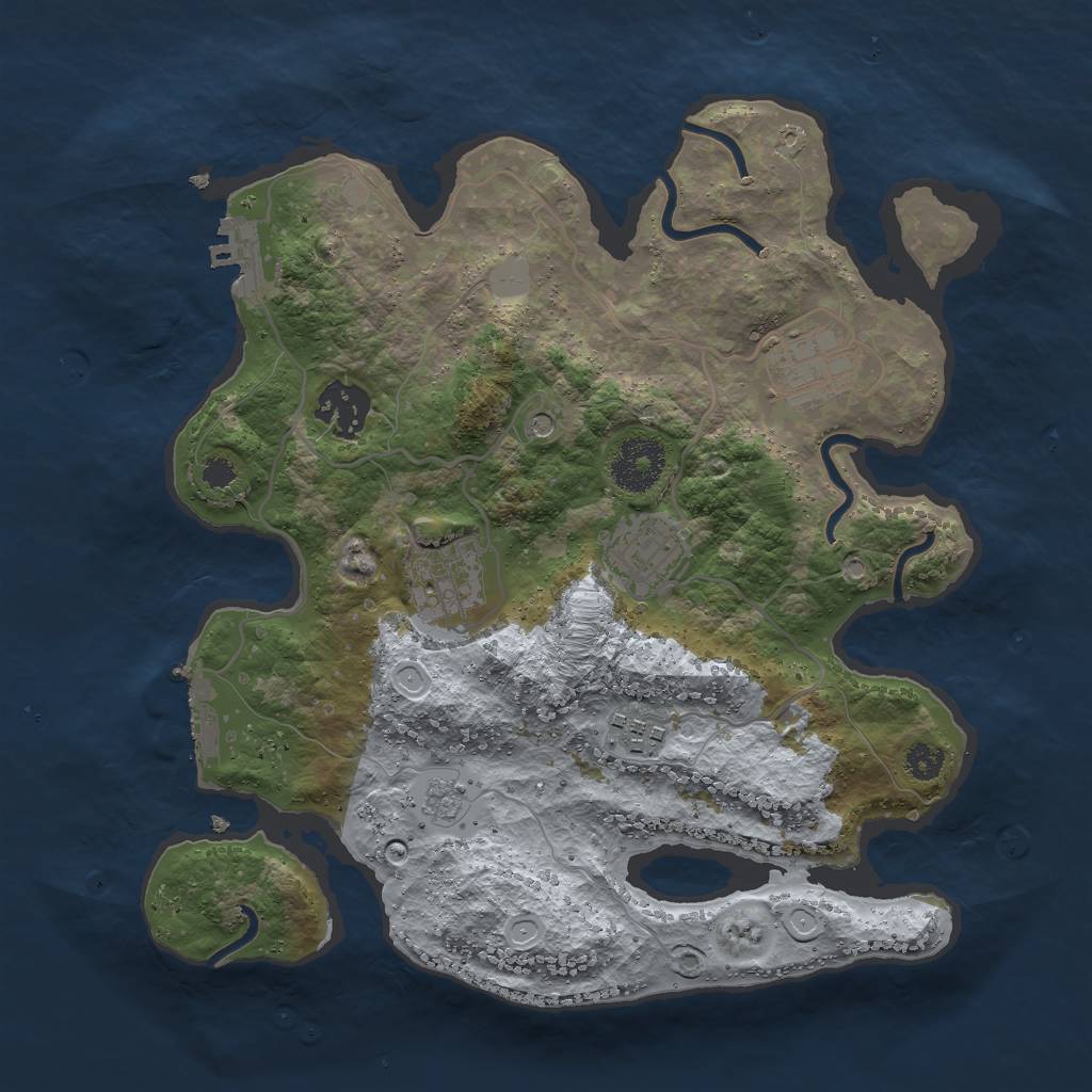 Rust Map: Procedural Map, Size: 3000, Seed: 50392, 14 Monuments