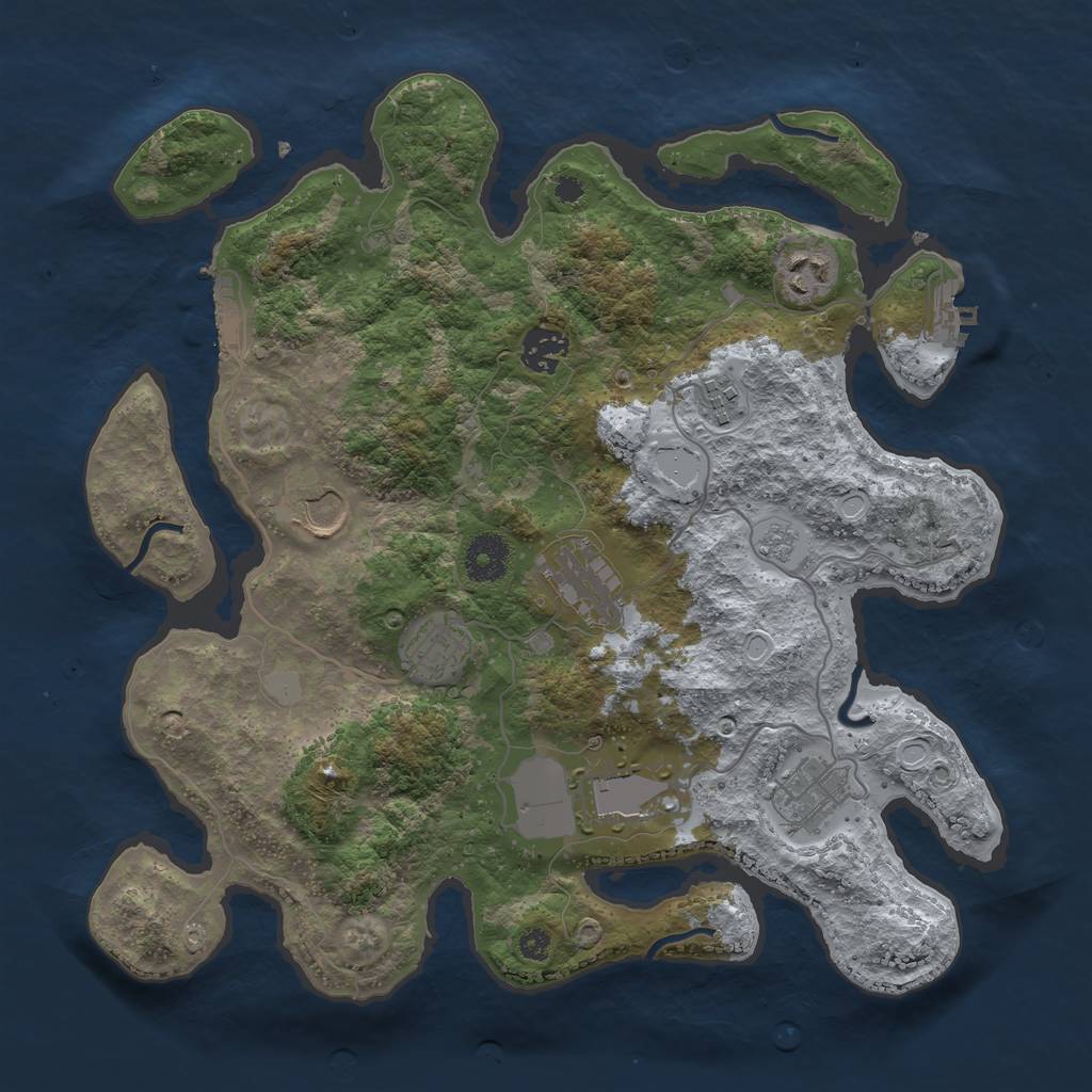 Rust Map: Procedural Map, Size: 3500, Seed: 1341309989, 16 Monuments