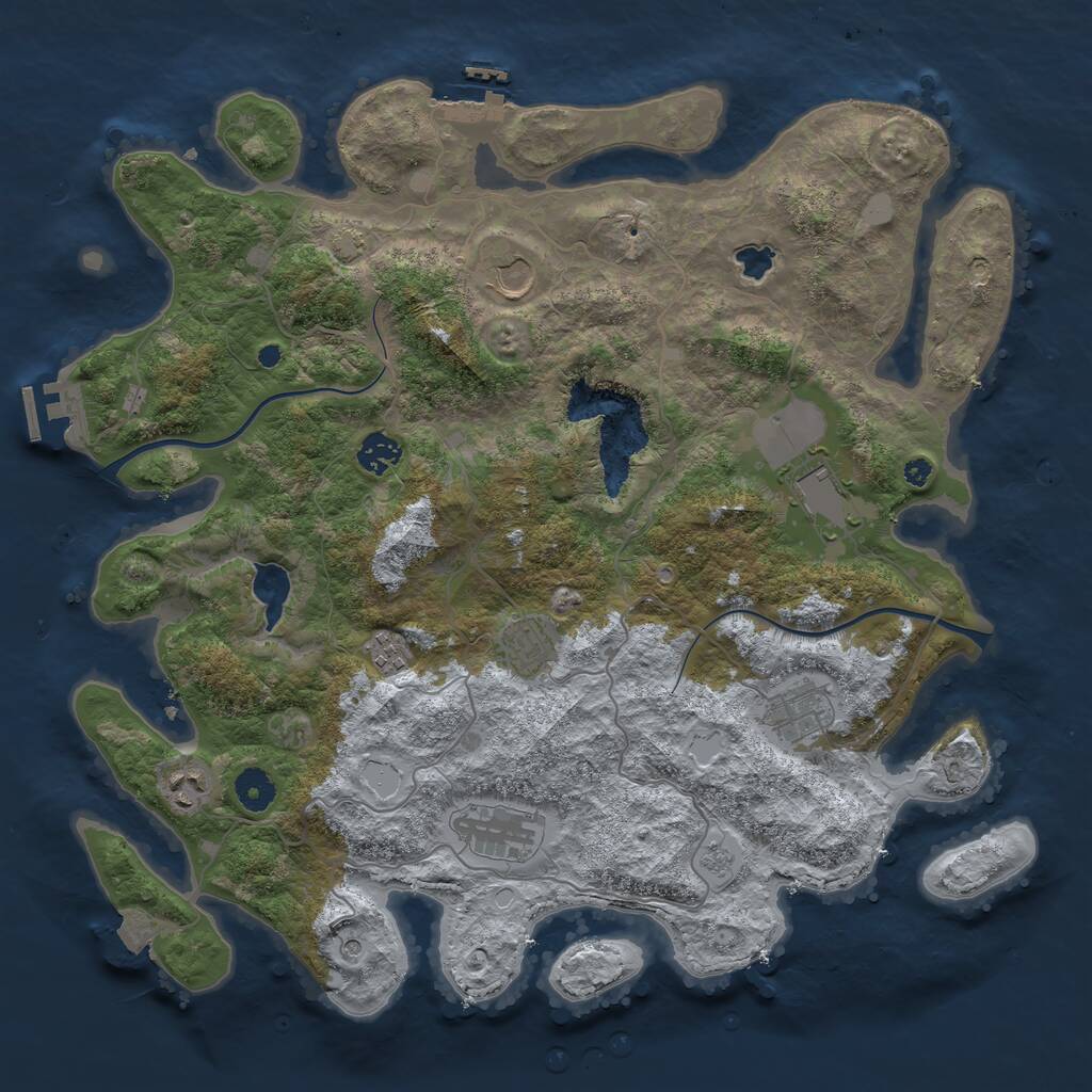 Rust Map: Procedural Map, Size: 4000, Seed: 9458, 14 Monuments