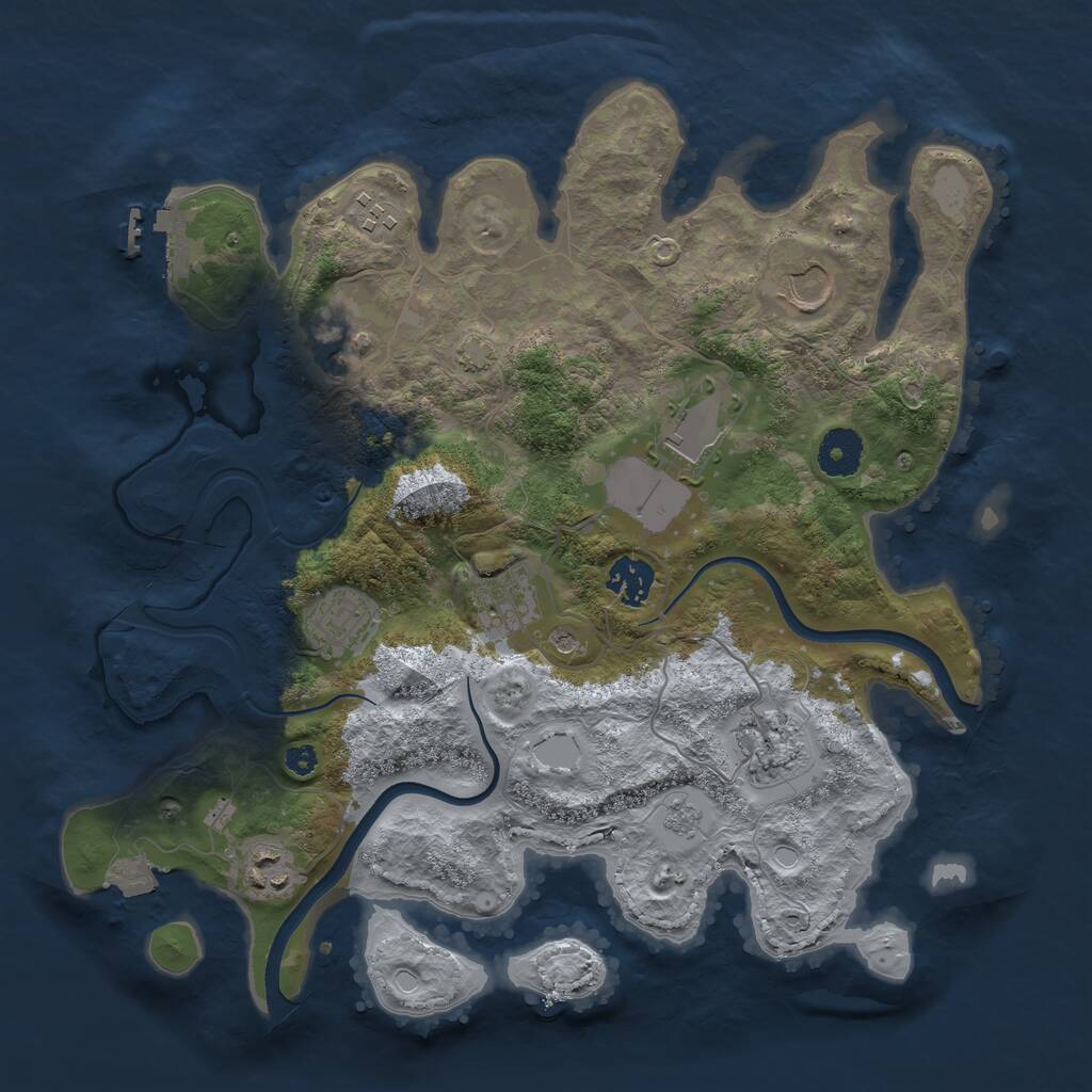 Rust Map: Procedural Map, Size: 3500, Seed: 776243, 14 Monuments