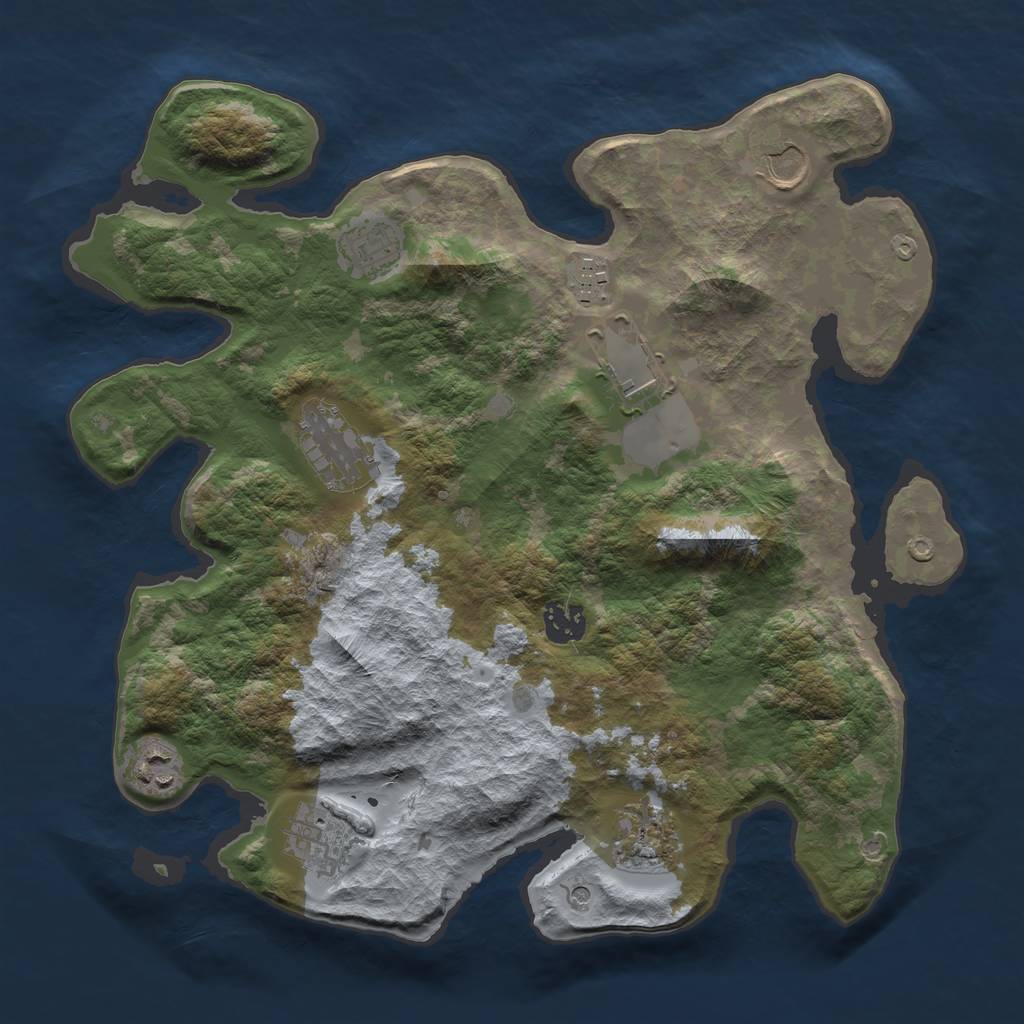 Rust Map: Barren, Size: 3500, Seed: 2055102598, 12 Monuments