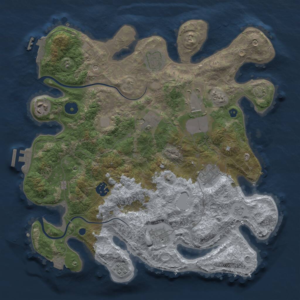 Rust Map: Procedural Map, Size: 3500, Seed: 973791, 14 Monuments
