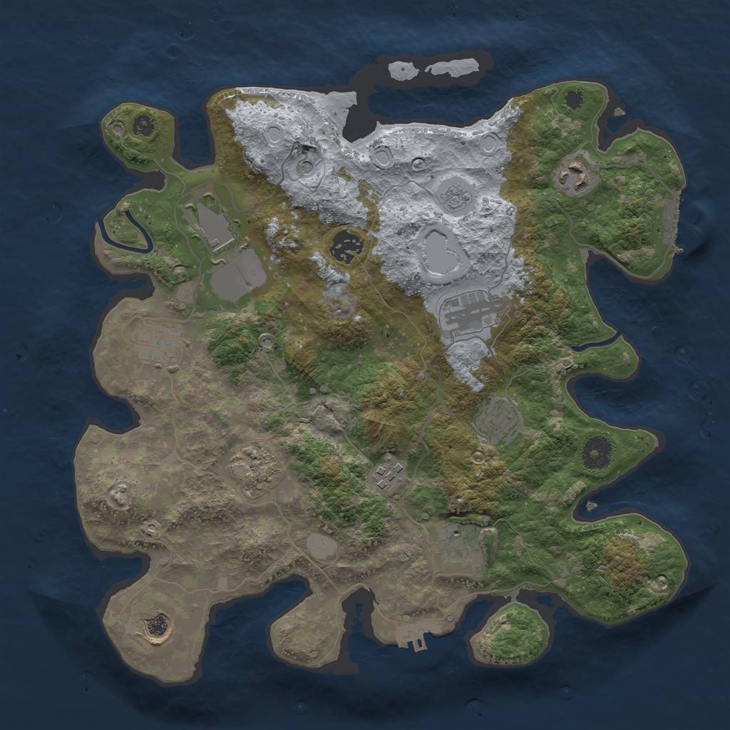 Rust Map: Procedural Map, Size: 3500, Seed: 40806971, 19 Monuments