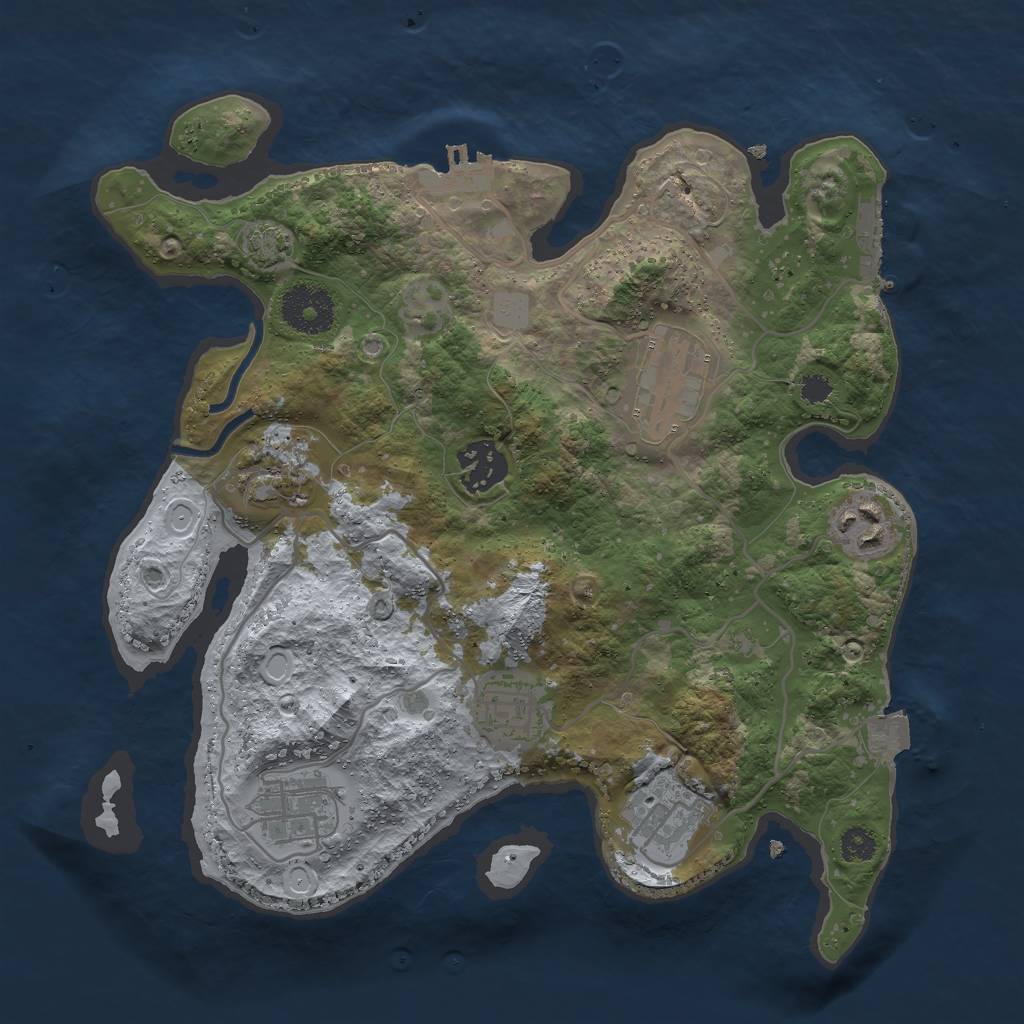 Rust Map: Procedural Map, Size: 3000, Seed: 579273356, 13 Monuments