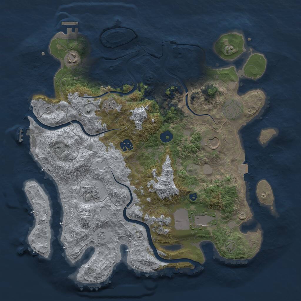 Rust Map: Procedural Map, Size: 3700, Seed: 1410169813, 13 Monuments
