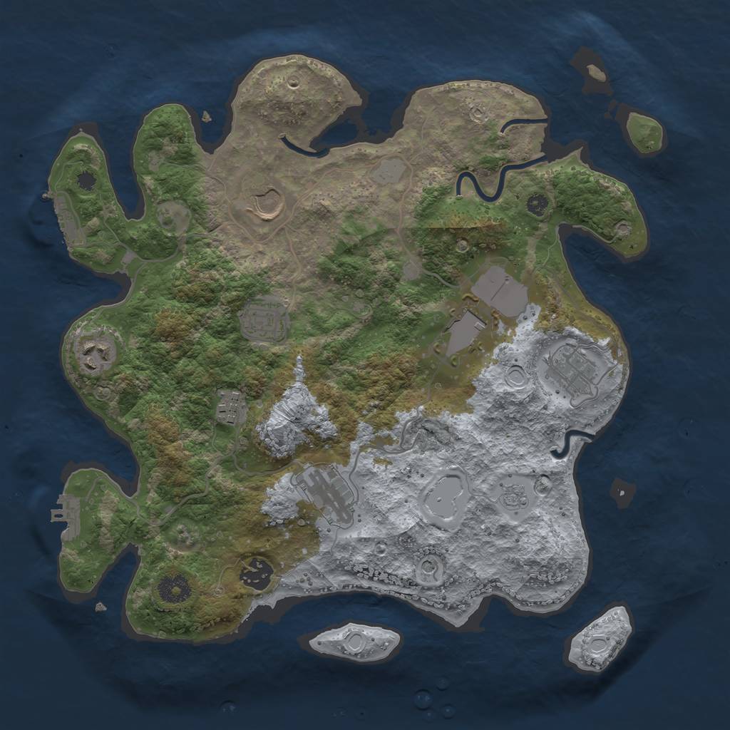 Rust Map: Procedural Map, Size: 3500, Seed: 89534342, 17 Monuments