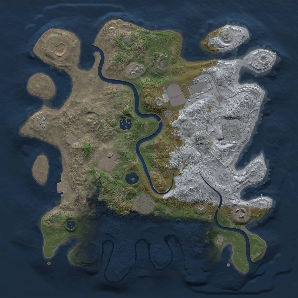 Rust Map: Procedural Map, Size: 3500, Seed: 92234179, 14 Monuments