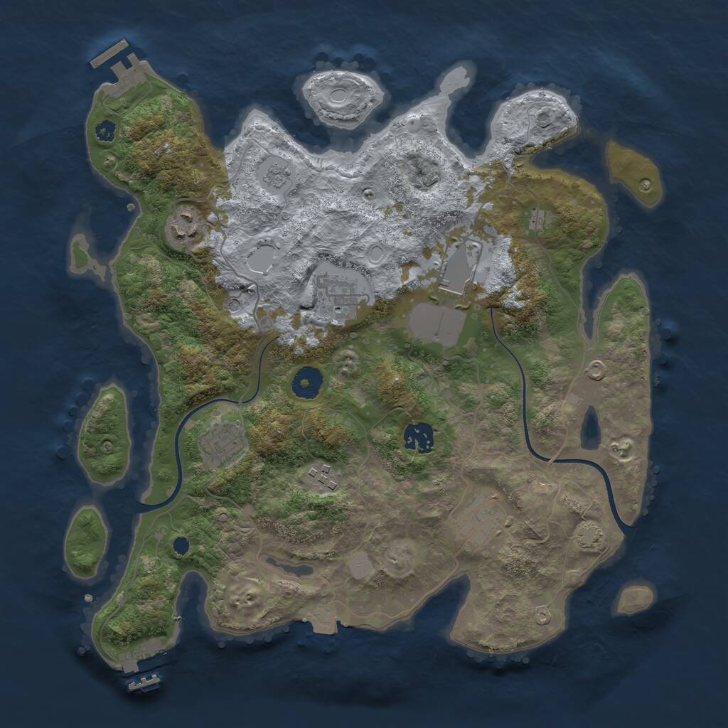 Rust Map: Procedural Map, Size: 3500, Seed: 92709011, 13 Monuments