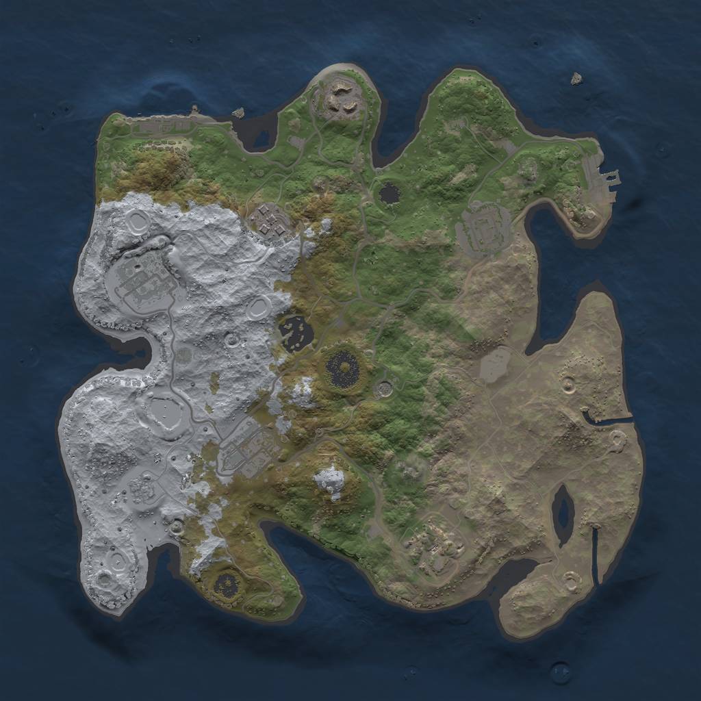 Rust Map: Procedural Map, Size: 3000, Seed: 666228309, 16 Monuments