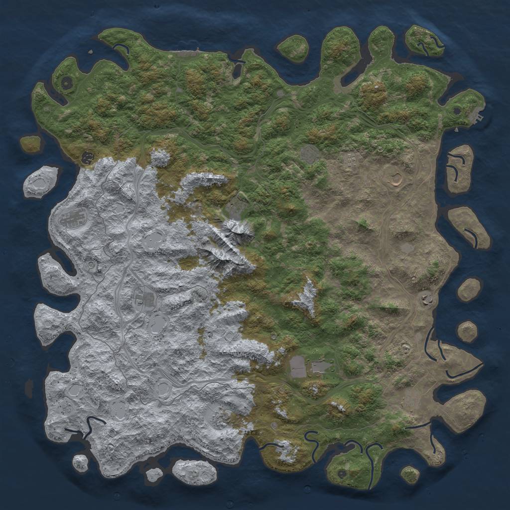 Rust Map: Procedural Map, Size: 6000, Seed: 816673727, 20 Monuments