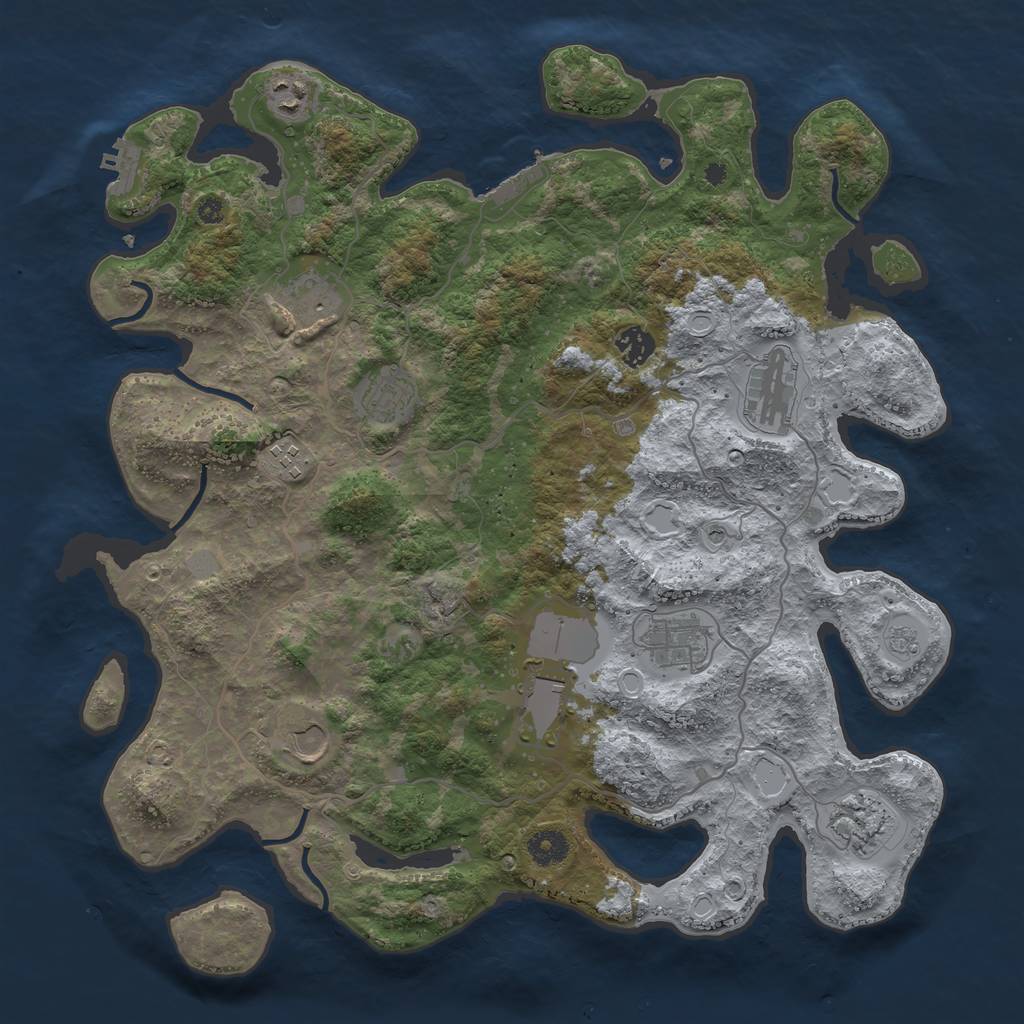 Rust Map: Procedural Map, Size: 4000, Seed: 893, 19 Monuments
