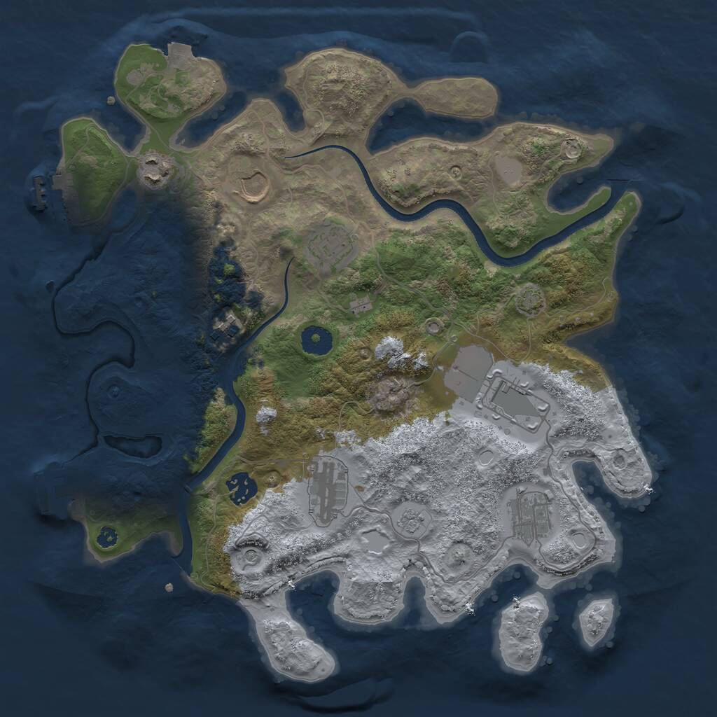 Rust Map: Procedural Map, Size: 3500, Seed: 5734811, 14 Monuments