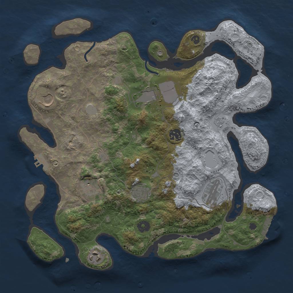 Rust Map: Procedural Map, Size: 3500, Seed: 27888401, 16 Monuments