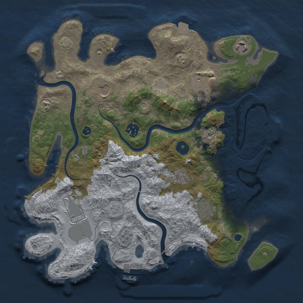 Rust Map: Procedural Map, Size: 3500, Seed: 80007124, 14 Monuments