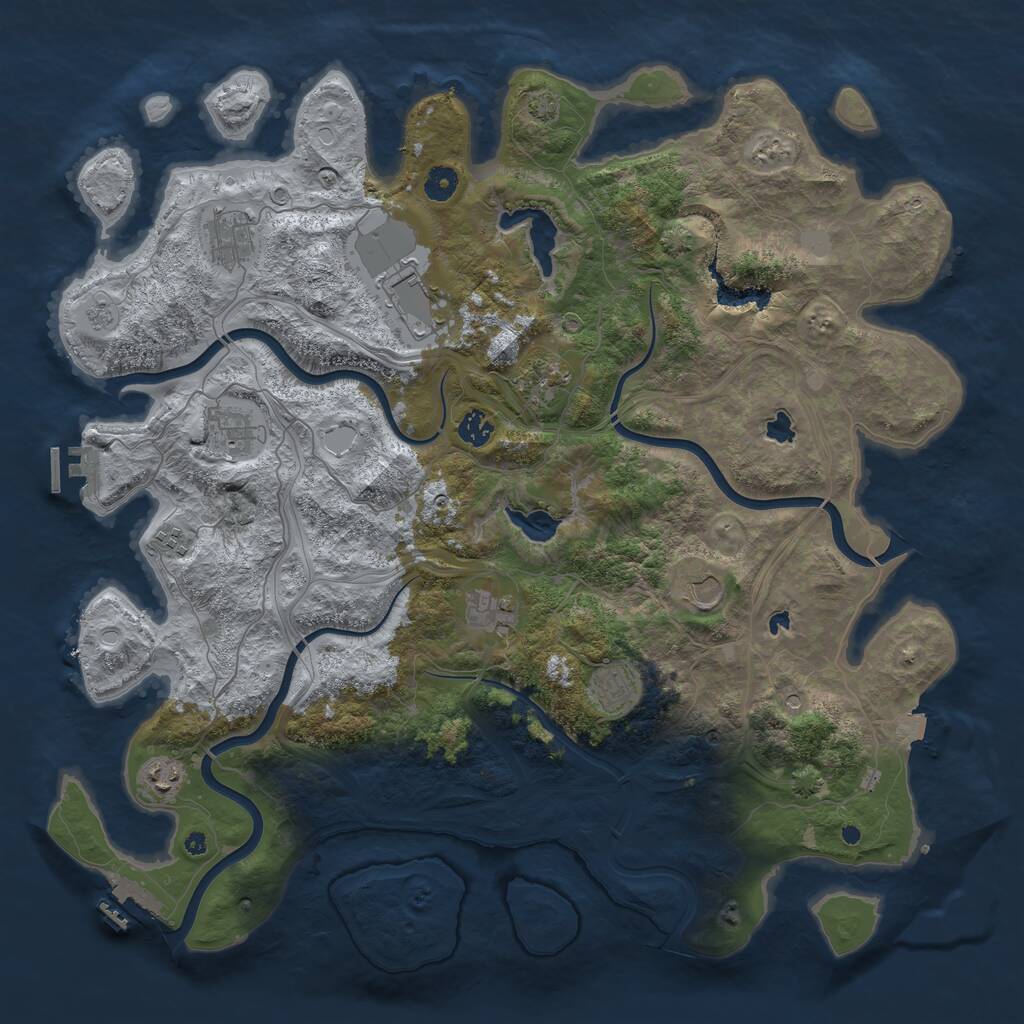 Rust Map: Procedural Map, Size: 4500, Seed: 765542609, 16 Monuments