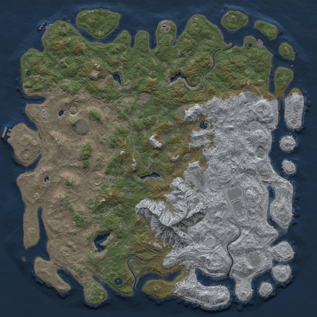 Rust Map: Procedural Map, Size: 6000, Seed: 155104879, 17 Monuments