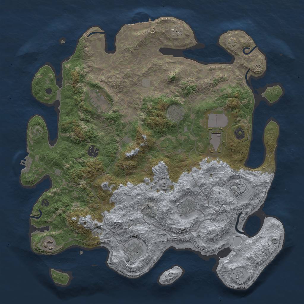 Rust Map: Procedural Map, Size: 4000, Seed: 80395946, 17 Monuments
