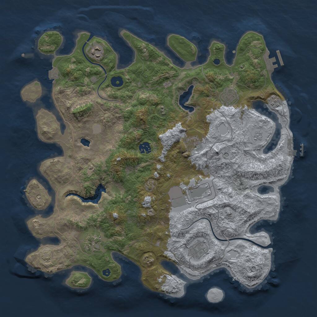 Rust Map: Procedural Map, Size: 4000, Seed: 10054, 14 Monuments