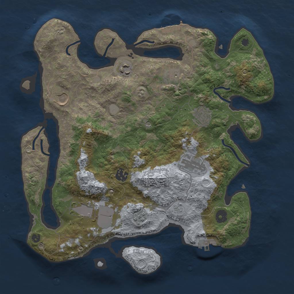 Rust Map: Procedural Map, Size: 3500, Seed: 75798439, 17 Monuments