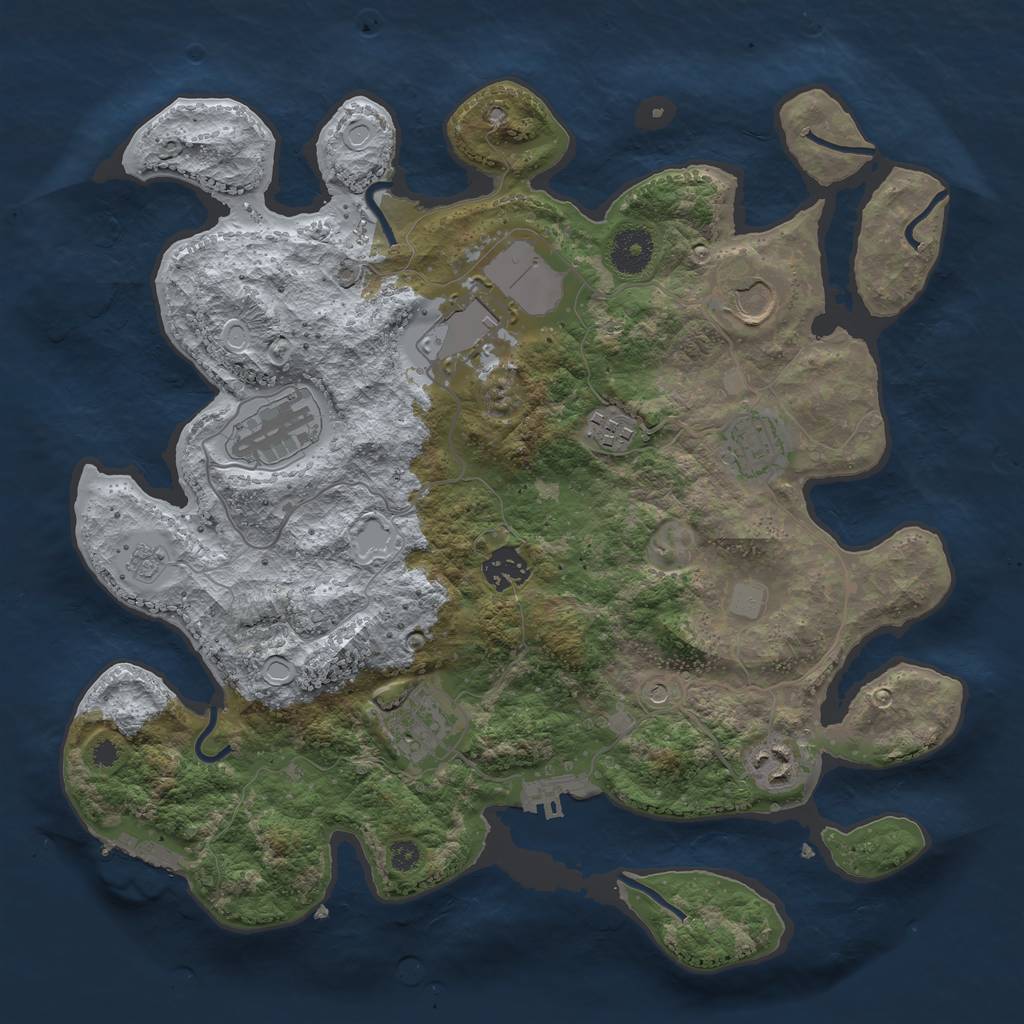 Rust Map: Procedural Map, Size: 3500, Seed: 11015210, 17 Monuments