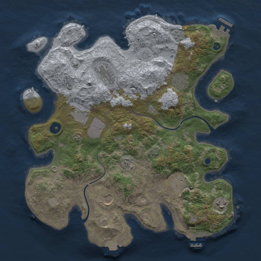 Rust Map: Procedural Map, Size: 3500, Seed: 92217343, 13 Monuments