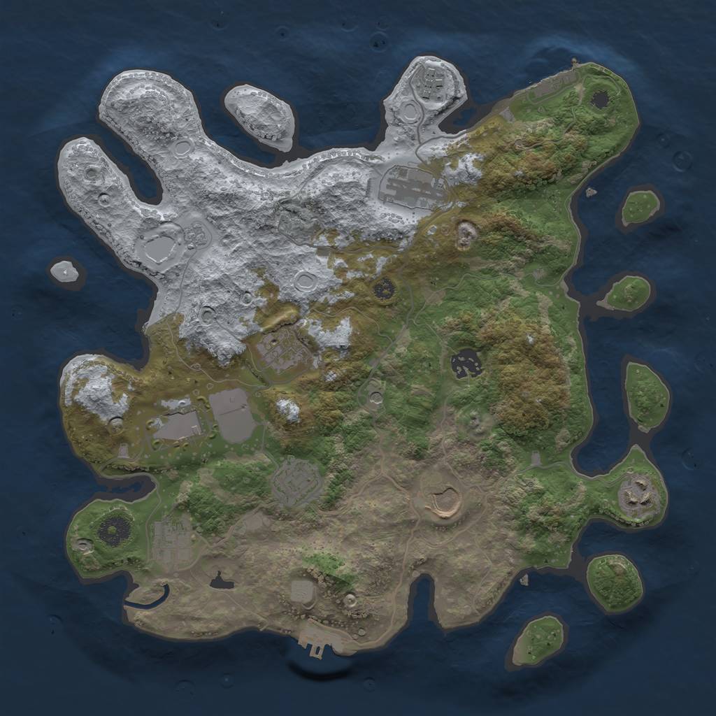 Rust Map: Procedural Map, Size: 3500, Seed: 95052874, 18 Monuments