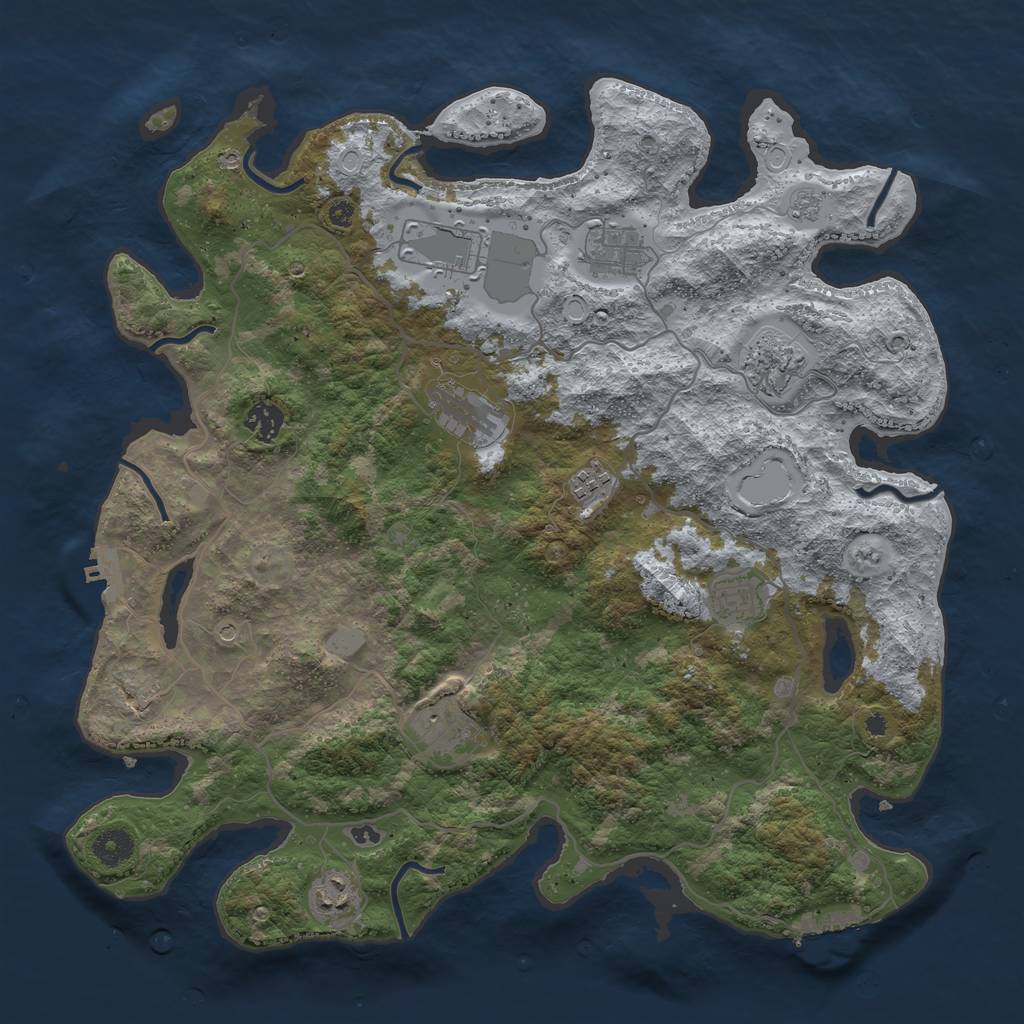 Rust Map: Procedural Map, Size: 4000, Seed: 57612476, 18 Monuments