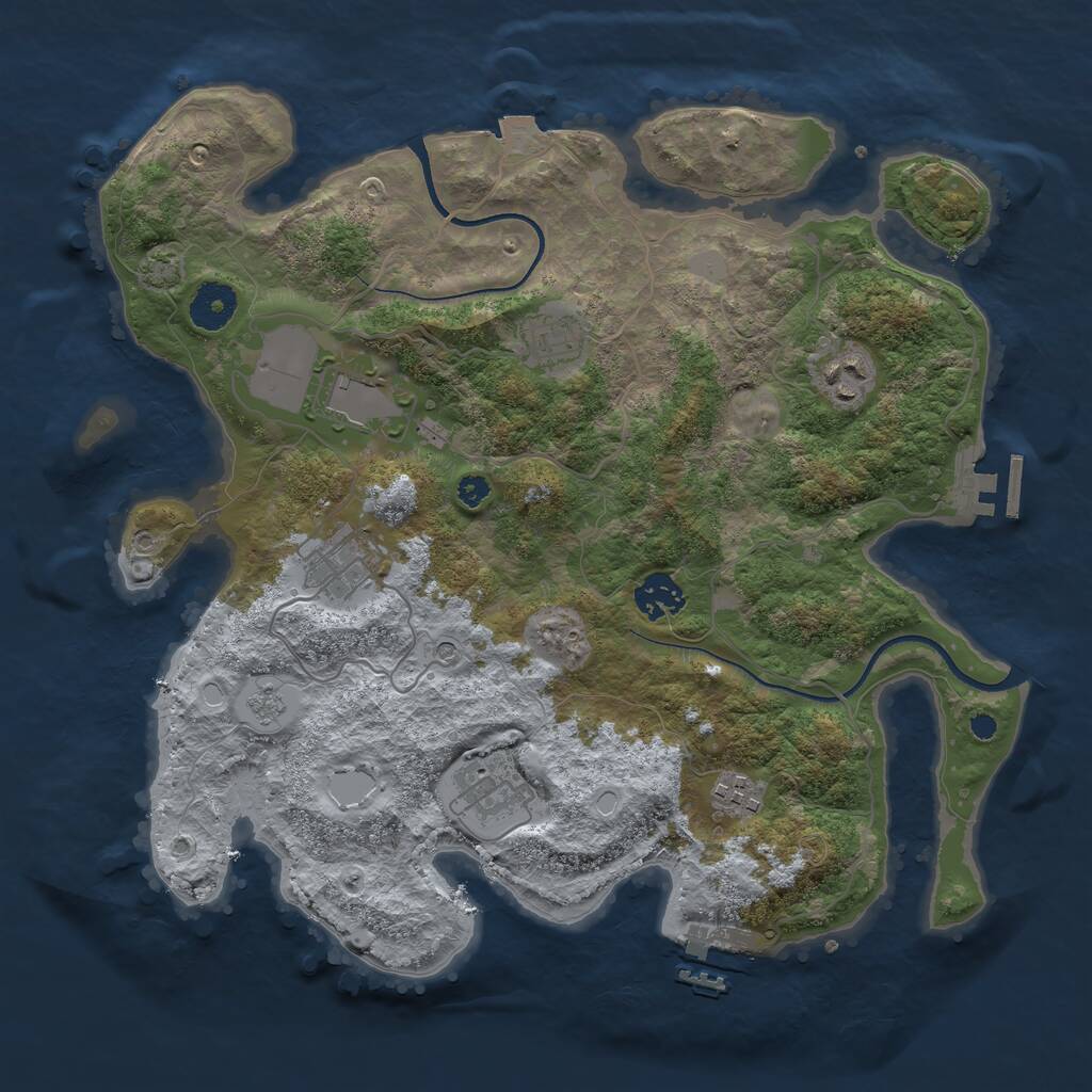Rust Map: Procedural Map, Size: 3500, Seed: 48277334, 13 Monuments