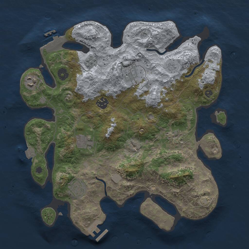Rust Map: Procedural Map, Size: 3250, Seed: 630828048, 13 Monuments
