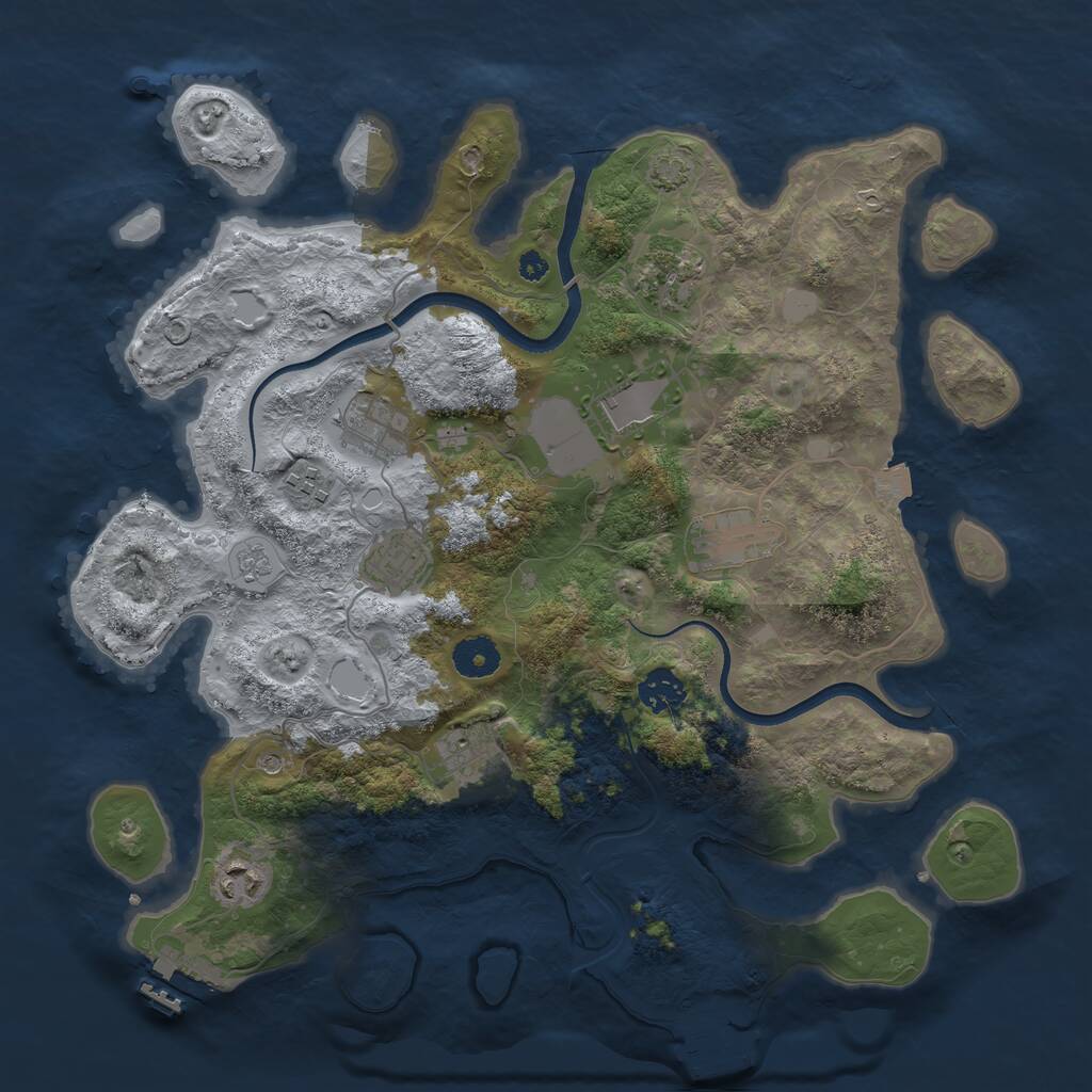 Rust Map: Procedural Map, Size: 3700, Seed: 1276227238, 15 Monuments