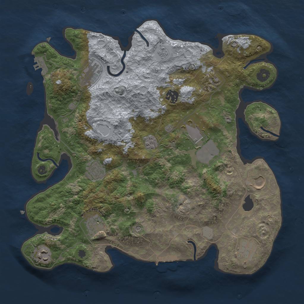 Rust Map: Procedural Map, Size: 3500, Seed: 114223187, 19 Monuments