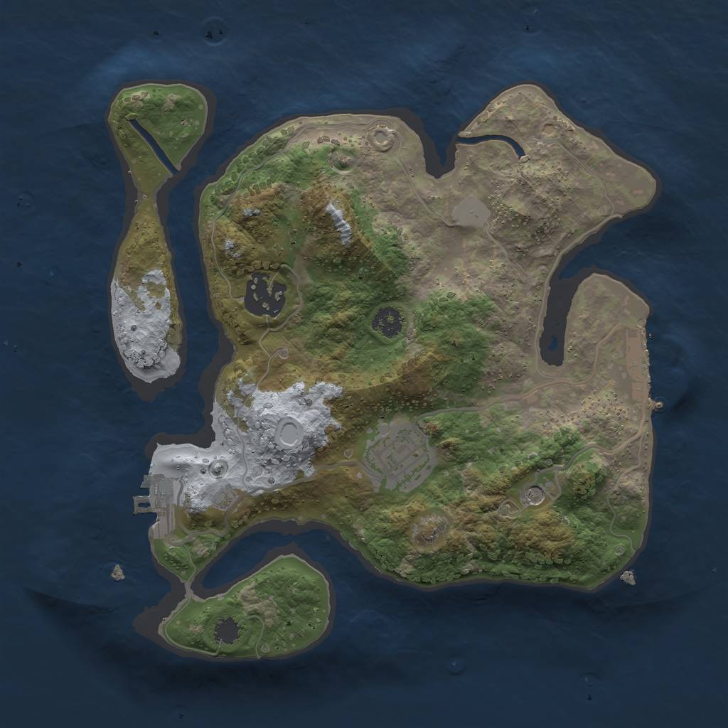 Rust Map: Procedural Map, Size: 2500, Seed: 1127888679, 10 Monuments