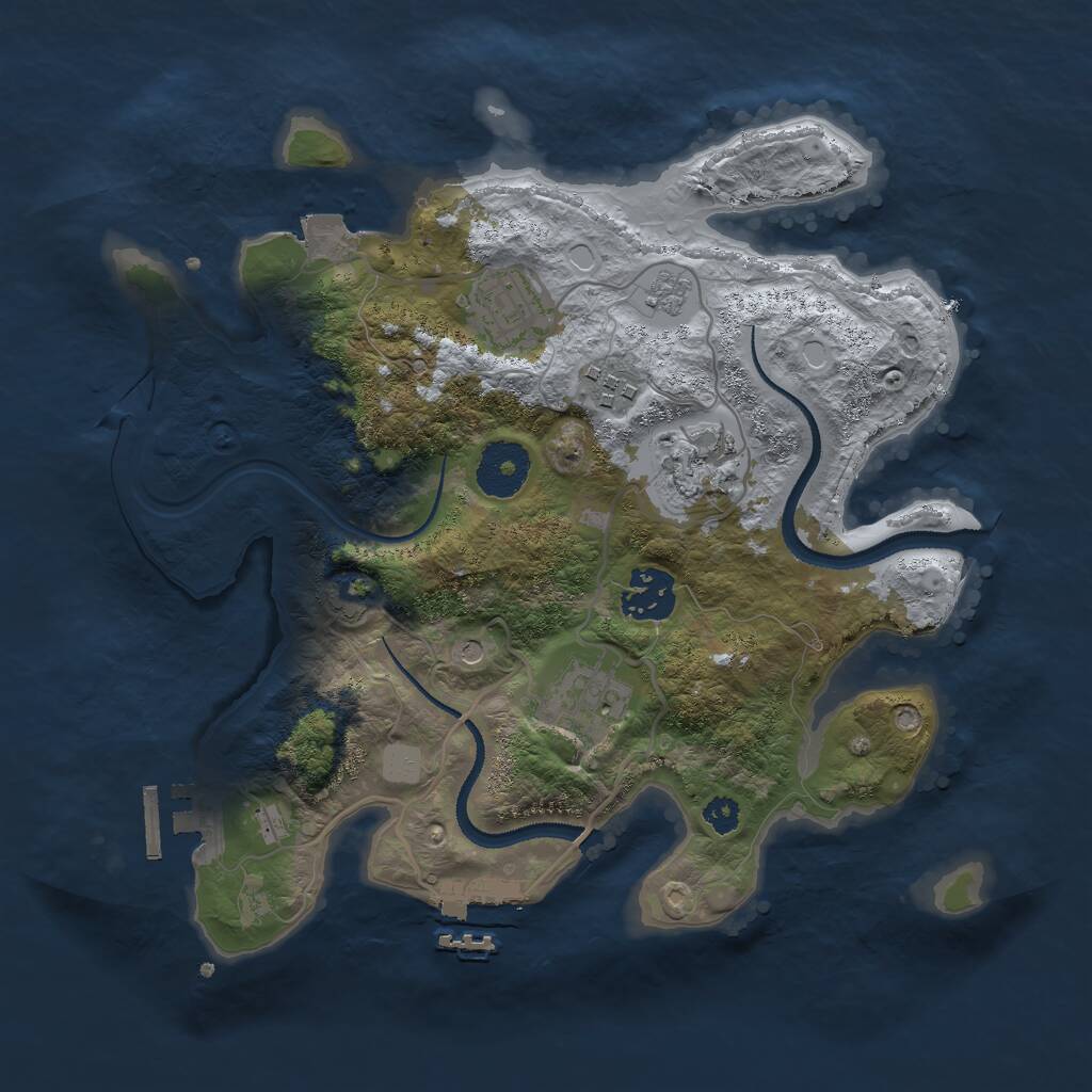 Rust Map: Procedural Map, Size: 3000, Seed: 26674, 11 Monuments