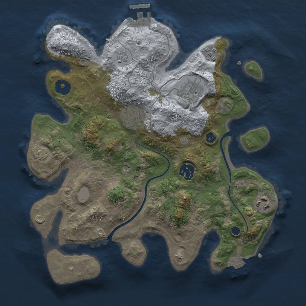 Rust Map: Procedural Map, Size: 3000, Seed: 15145, 10 Monuments