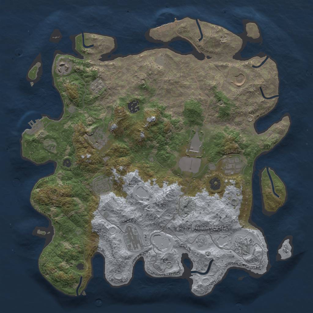 Rust Map: Procedural Map, Size: 3800, Seed: 3424323, 19 Monuments