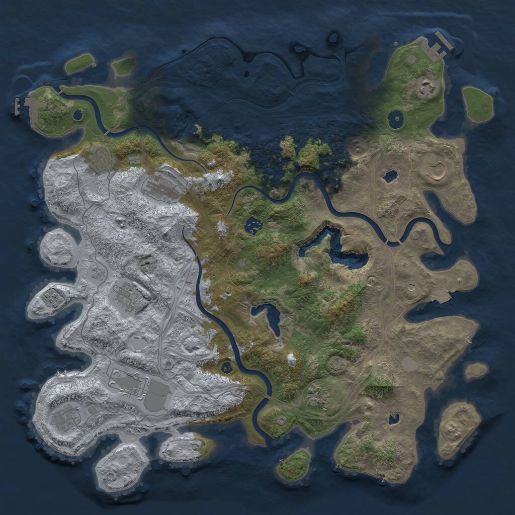 Rust Map: Procedural Map, Size: 4500, Seed: 2031832990, 16 Monuments