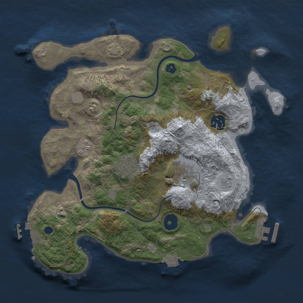 Rust Map: Procedural Map, Size: 3000, Seed: 34560, 10 Monuments
