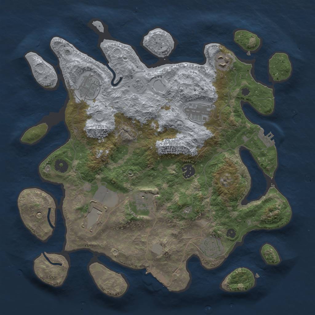 Rust Map: Procedural Map, Size: 3500, Seed: 136193565, 16 Monuments