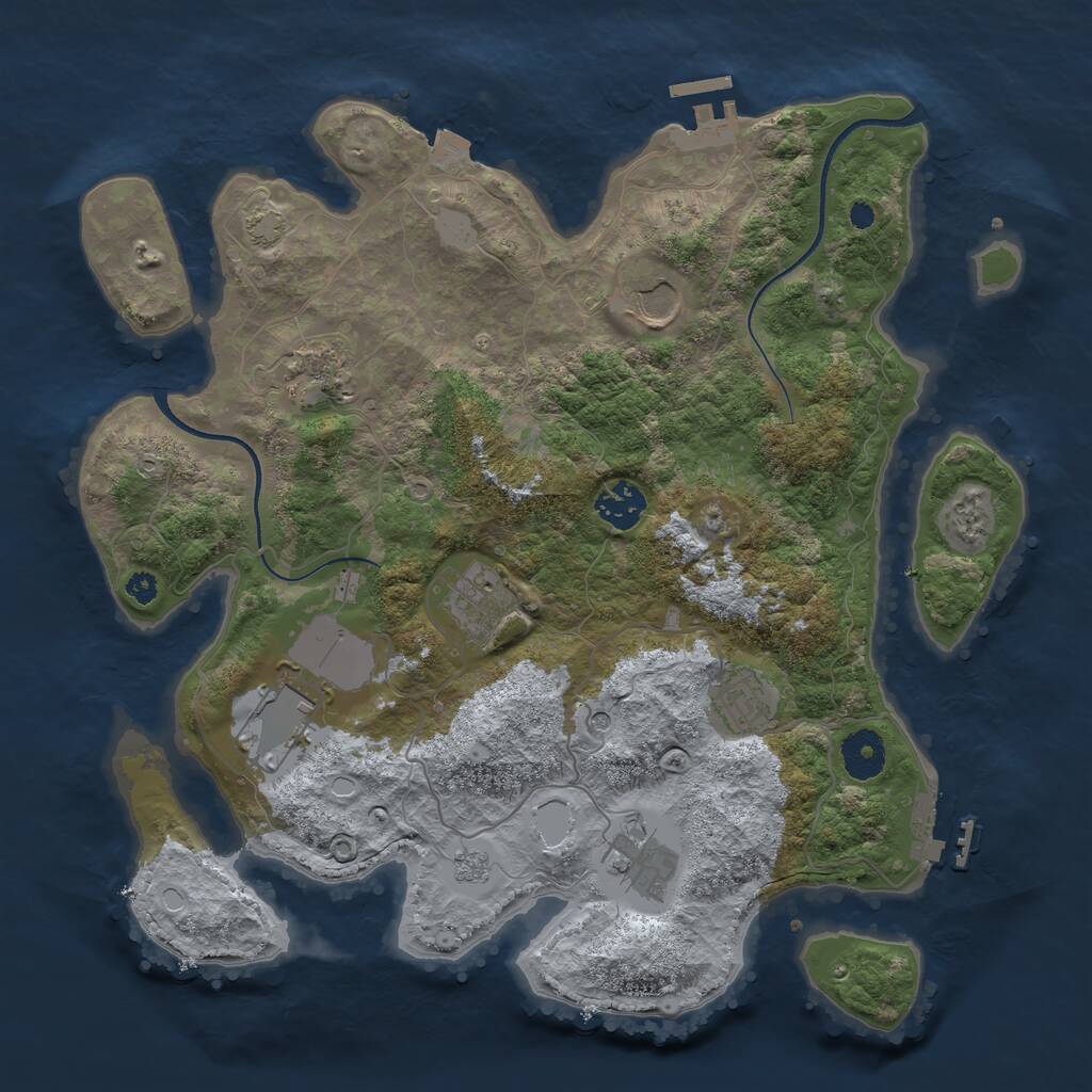 Rust Map: Procedural Map, Size: 3500, Seed: 38701538, 13 Monuments