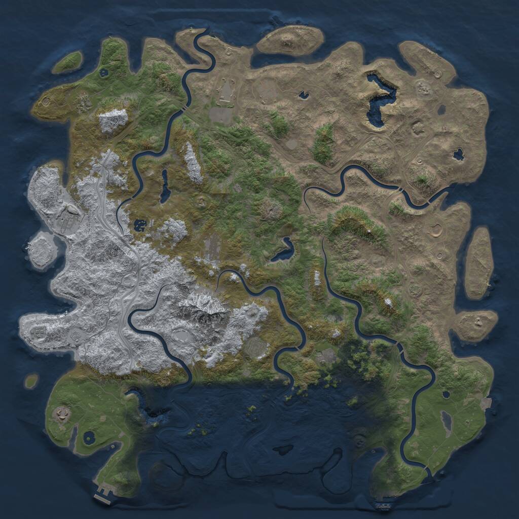 Rust Map: Procedural Map, Size: 6000, Seed: 918875961, 17 Monuments