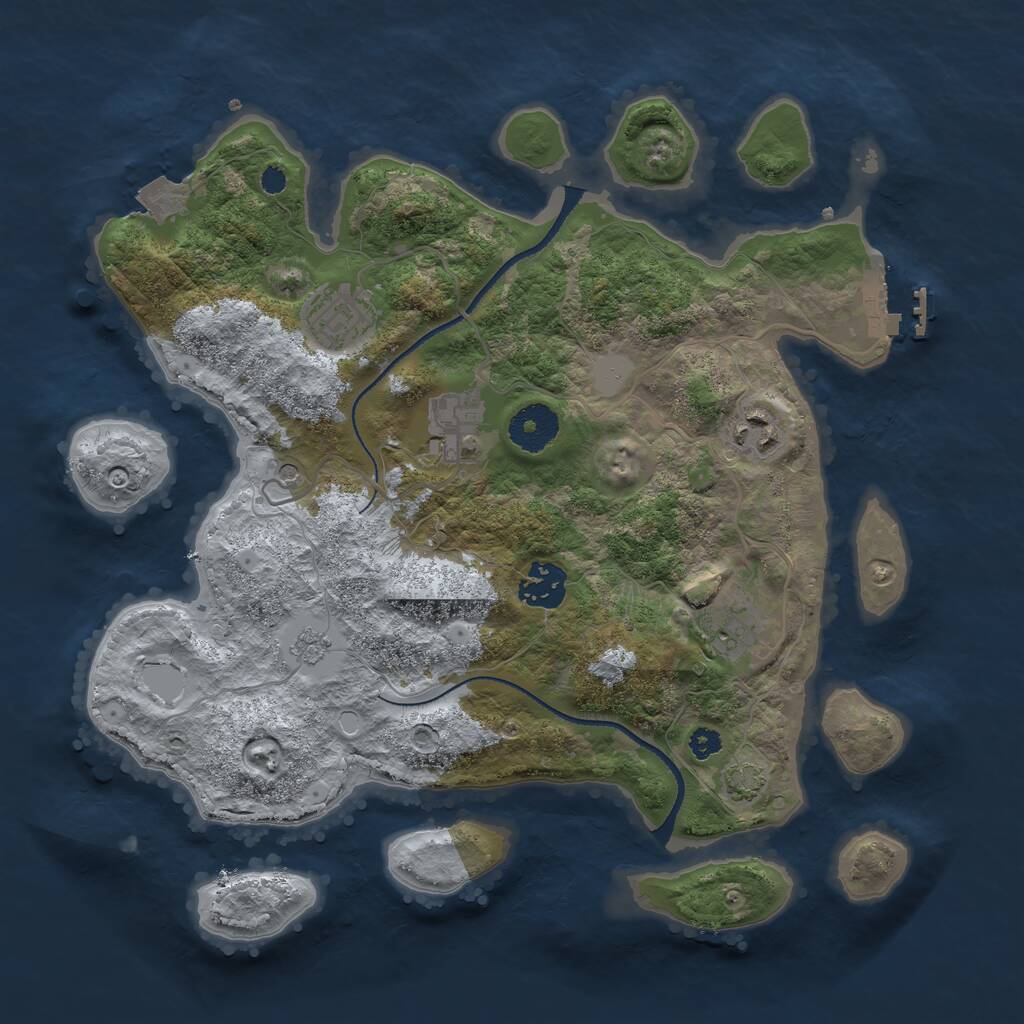 Rust Map: Procedural Map, Size: 3250, Seed: 1309854238, 10 Monuments