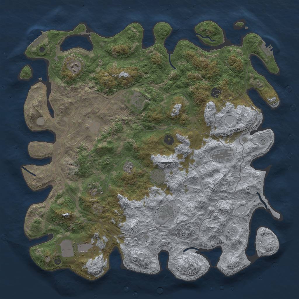 Rust Map: Procedural Map, Size: 4500, Seed: 6324085, 19 Monuments
